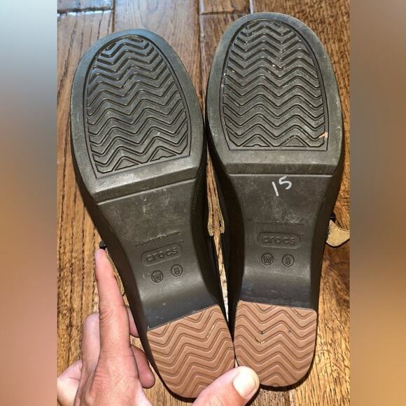 Crocs Womens Brown Shoes Size 8 Tan Mule Clog Heel Rubber Washable Closed Toe - Picture 5 of 6